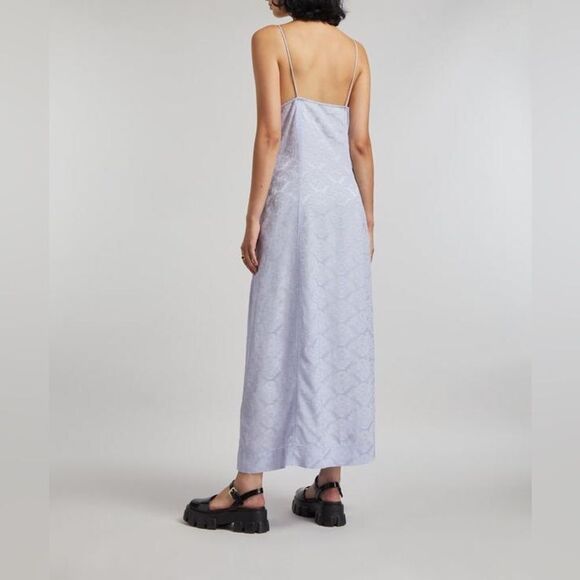 NEW GANNI Jacquard Midi Slip Dress in “Cosmic Sky” lavender - Picture 6 of 15